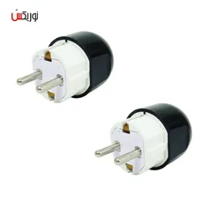  دوشاخه برق تیراژه مدل ارت دار کد S41 بسته دو عددی  - Forked head