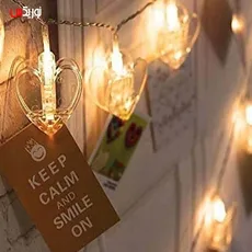 ریسه ال ای دی طرح قلب مدل گیره ای به طول 3 متر - LED yarn with heart design, clamp model, 3 meters long