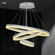 لوستر آویز سقفی مدرن نئونی پلکسی سه حلقه سه حالته 72 وات نور رو به پایین