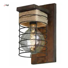 چراغ دیواری چوبی فلزی کد 208 - 