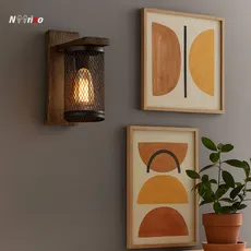 چراغ دیواری چوبی فلزی کد 212 - 