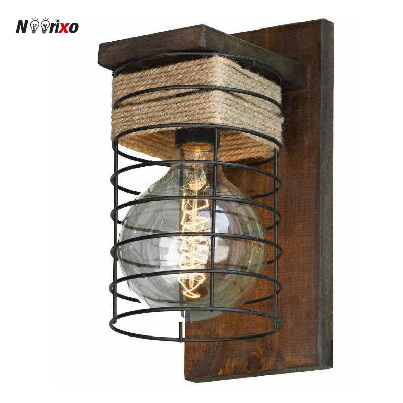 چراغ دیواری چوبی فلزی کد 208